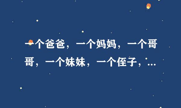 一个爸爸，一个妈妈，一个哥哥，一个妹妹，一个侄子，一个外甥女，一个舅父，一个