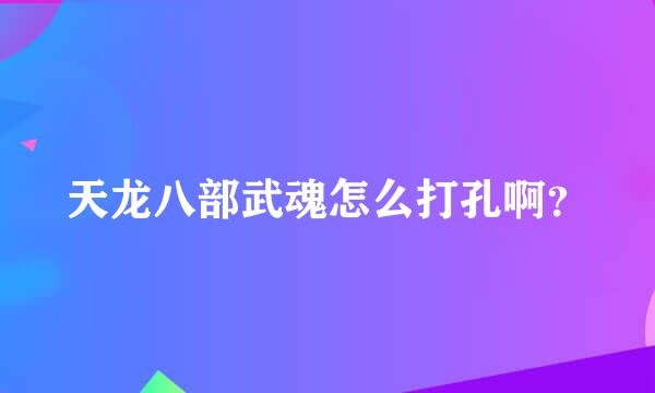 天龙八部武魂怎么打孔啊？