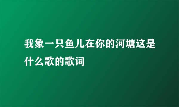 我象一只鱼儿在你的河塘这是什么歌的歌词