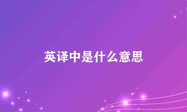 英译中是什么意思