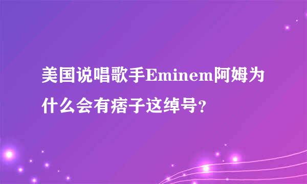 美国说唱歌手Eminem阿姆为什么会有痞子这绰号？