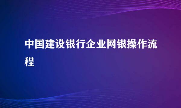 中国建设银行企业网银操作流程