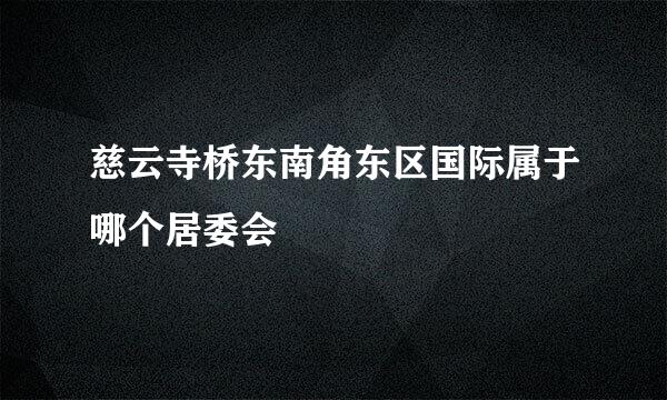 慈云寺桥东南角东区国际属于哪个居委会