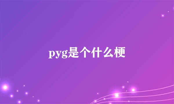 pyg是个什么梗