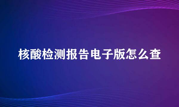 核酸检测报告电子版怎么查