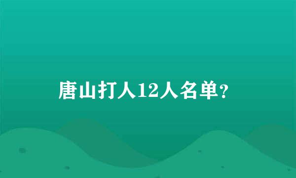 唐山打人12人名单？