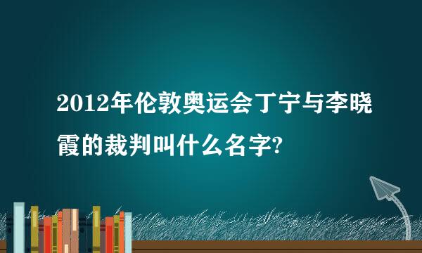 2012年伦敦奥运会丁宁与李晓霞的裁判叫什么名字?