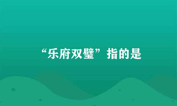 “乐府双璧”指的是