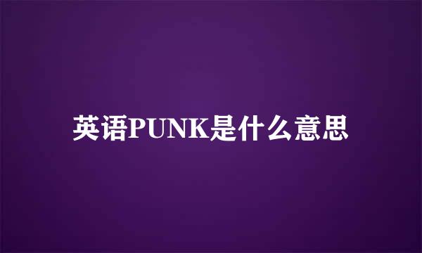 英语PUNK是什么意思