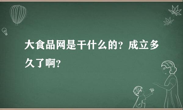 大食品网是干什么的？成立多久了啊？