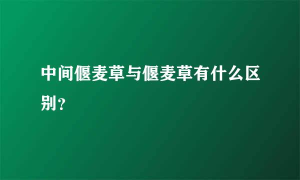 中间偃麦草与偃麦草有什么区别？