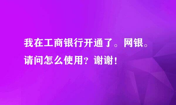 我在工商银行开通了。网银。请问怎么使用？谢谢！