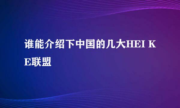 谁能介绍下中国的几大HEI KE联盟