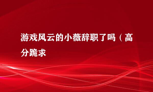 游戏风云的小薇辞职了吗（高分跪求