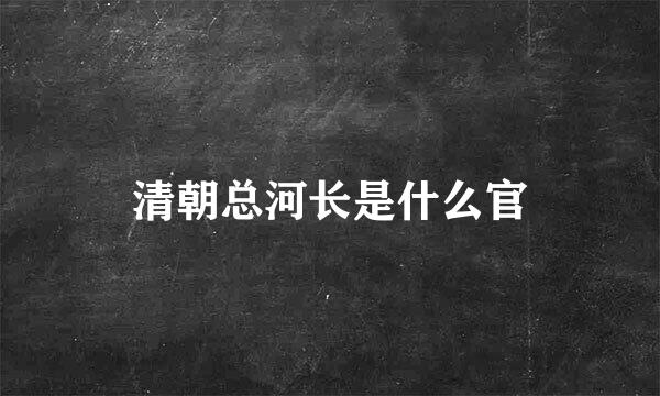 清朝总河长是什么官