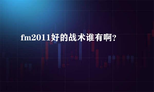 fm2011好的战术谁有啊？