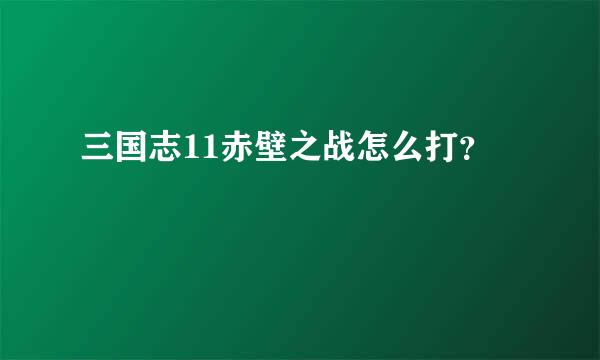 三国志11赤壁之战怎么打？