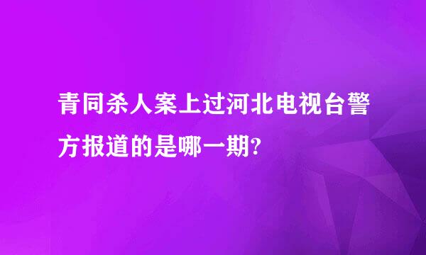 青同杀人案上过河北电视台警方报道的是哪一期?