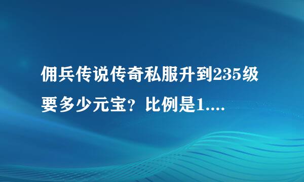 佣兵传说传奇私服升到235级要多少元宝？比例是1.1000的