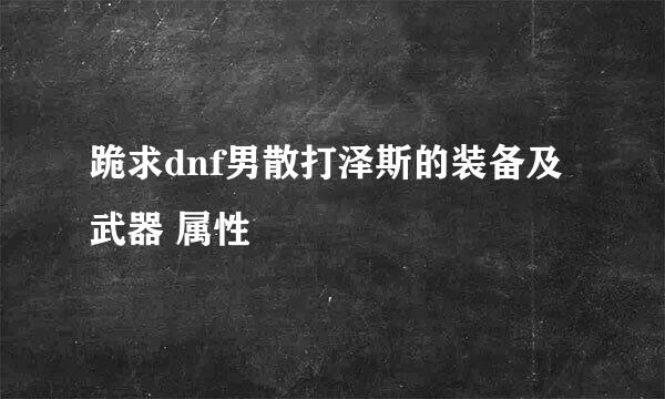 跪求dnf男散打泽斯的装备及武器 属性