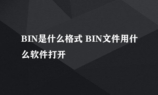 BIN是什么格式 BIN文件用什么软件打开