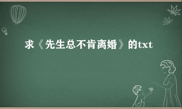 求《先生总不肯离婚》的txt