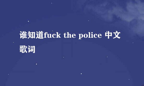 谁知道fuck the police 中文歌词