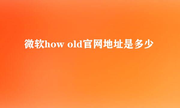 微软how old官网地址是多少