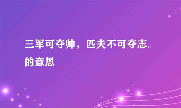 三军可夺帅，匹夫不可夺志。的意思