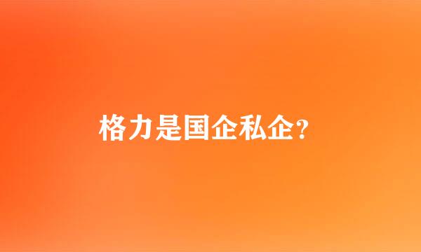 格力是国企私企？