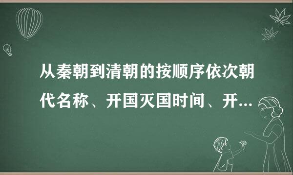 从秦朝到清朝的按顺序依次朝代名称、开国灭国时间、开国皇帝、首都各是什么？