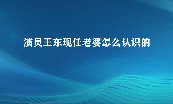 演员王东现任老婆怎么认识的