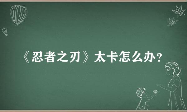 《忍者之刃》太卡怎么办？