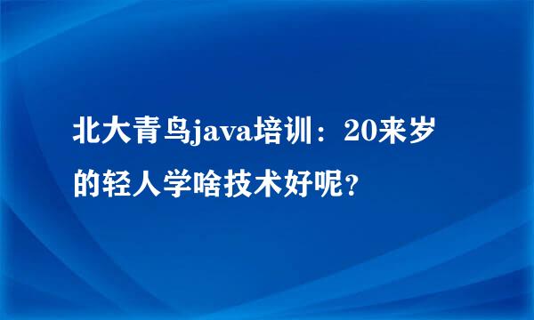 北大青鸟java培训：20来岁的轻人学啥技术好呢？