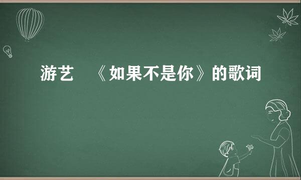 游艺湉《如果不是你》的歌词