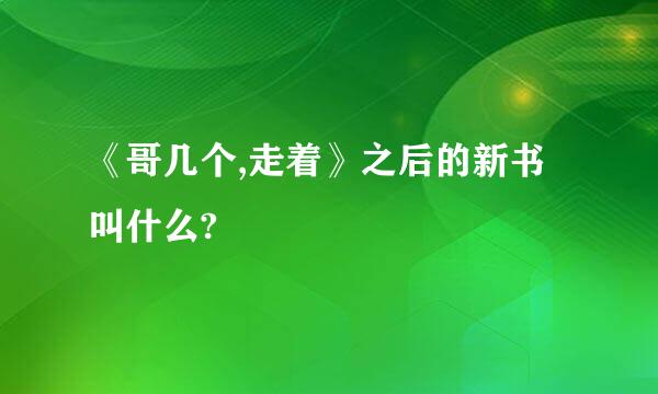 《哥几个,走着》之后的新书叫什么?