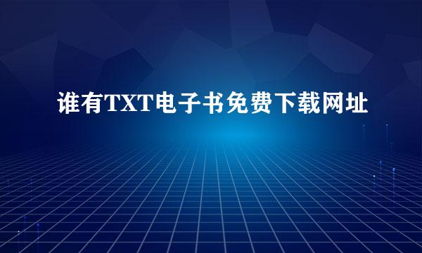 谁有TXT电子书免费下载网址