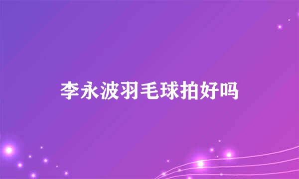 李永波羽毛球拍好吗