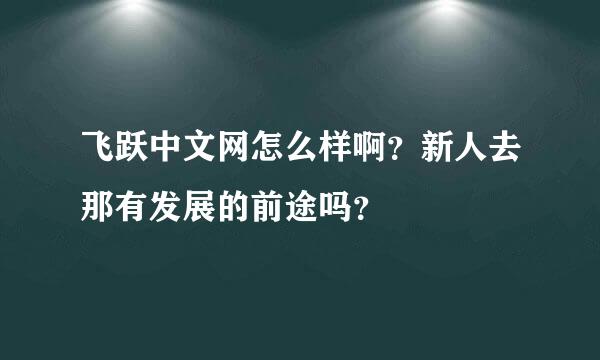 飞跃中文网怎么样啊？新人去那有发展的前途吗？