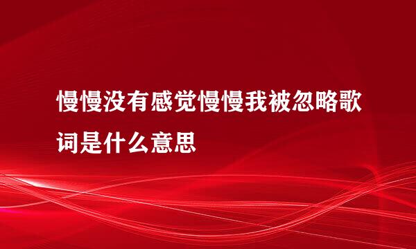 慢慢没有感觉慢慢我被忽略歌词是什么意思