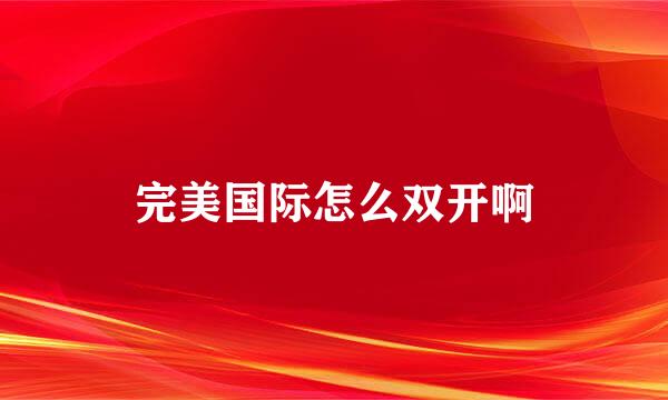 完美国际怎么双开啊