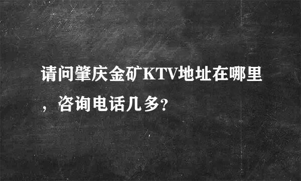 请问肇庆金矿KTV地址在哪里，咨询电话几多？