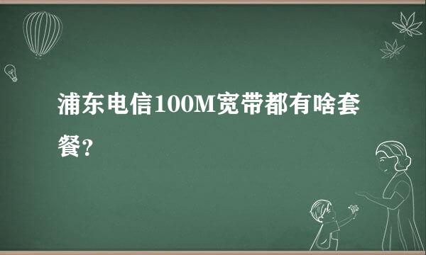 浦东电信100M宽带都有啥套餐？