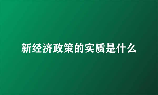 新经济政策的实质是什么