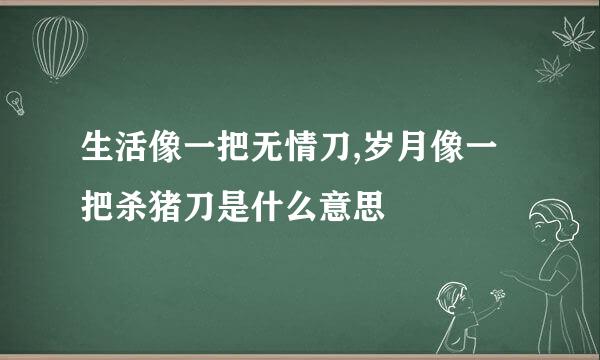 生活像一把无情刀,岁月像一把杀猪刀是什么意思