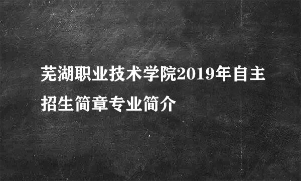 芜湖职业技术学院2019年自主招生简章专业简介