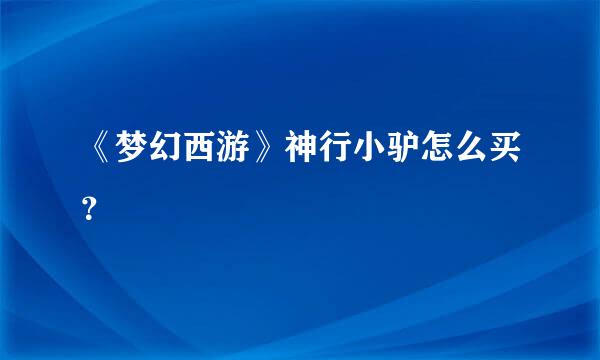 《梦幻西游》神行小驴怎么买？