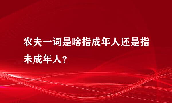 农夫一词是啥指成年人还是指未成年人？