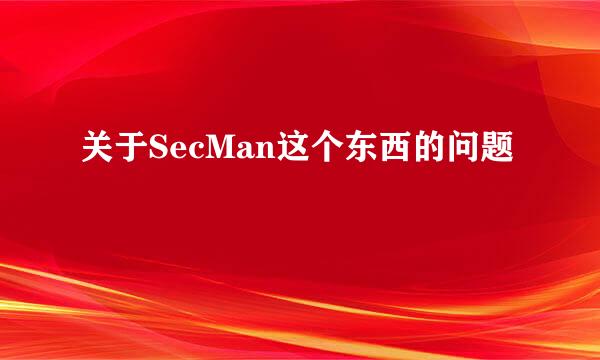 关于SecMan这个东西的问题