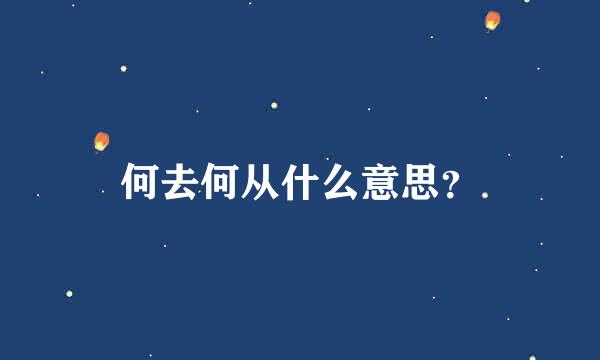 何去何从什么意思？